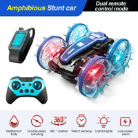 HKM-645523 Gesture Sensor Amphibious RC Stunt Car with Light-Up Wheels and Remote Control, 50m Range, Indoor/Outdoor Use
