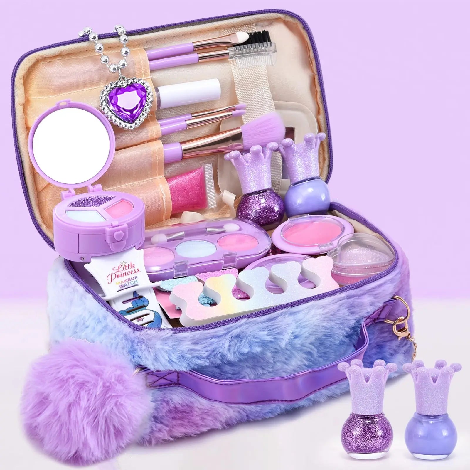 KTX-645779 Kids Sustainable Washable Princess Pretend Play Makeup Kit Mermaid Style for Ages 2 to 14+