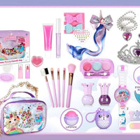 HKM-645779 Kids Sustainable Washable Princess Pretend Play Makeup Kit Mermaid Style for Ages 2 to 14+