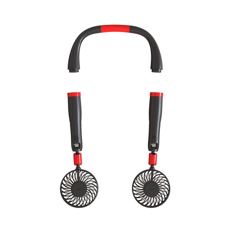 HKM-645779 Rechargeable Mini Desk Fan with Hand-Held and Hanging Neck Features, 2 Adjustable Speeds, Portable Design