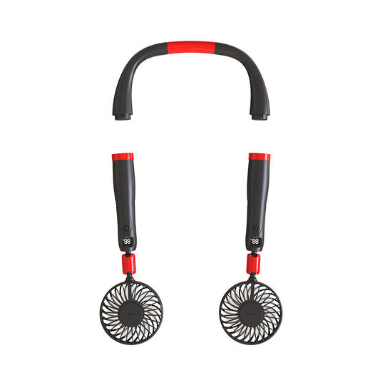 HKM-645779 Rechargeable Mini Desk Fan with Hand-Held and Hanging Neck Features, 2 Adjustable Speeds, Portable Design