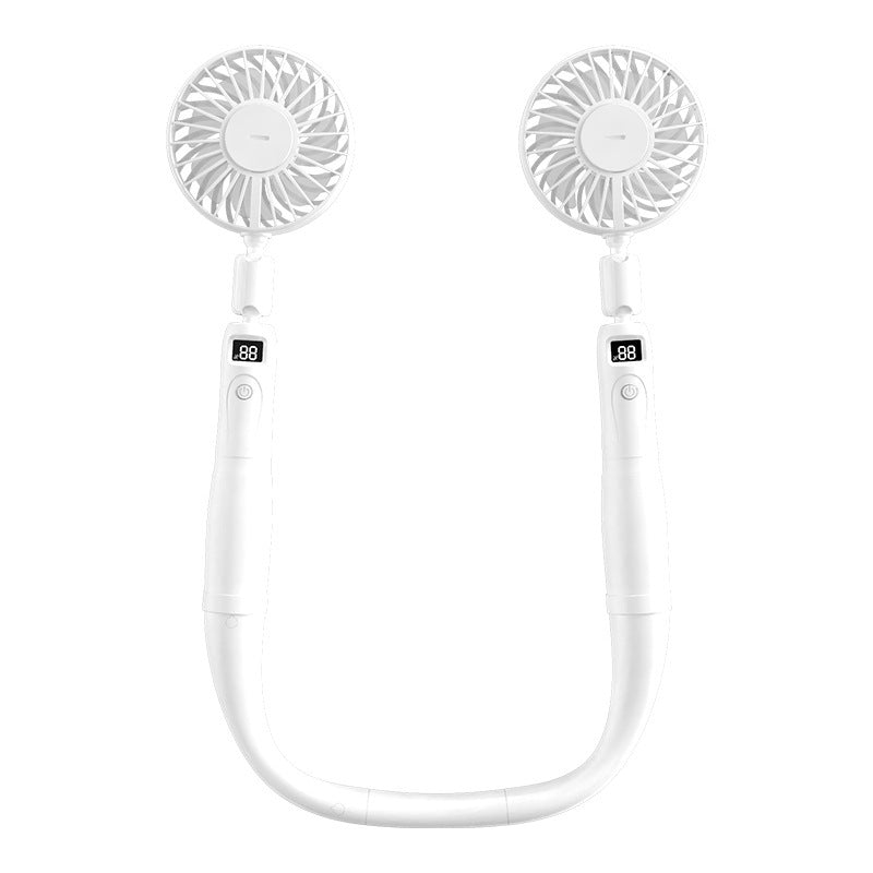 HKM-645779 Rechargeable Mini Desk Fan with Hand-Held and Hanging Neck Features, 2 Adjustable Speeds, Portable Design