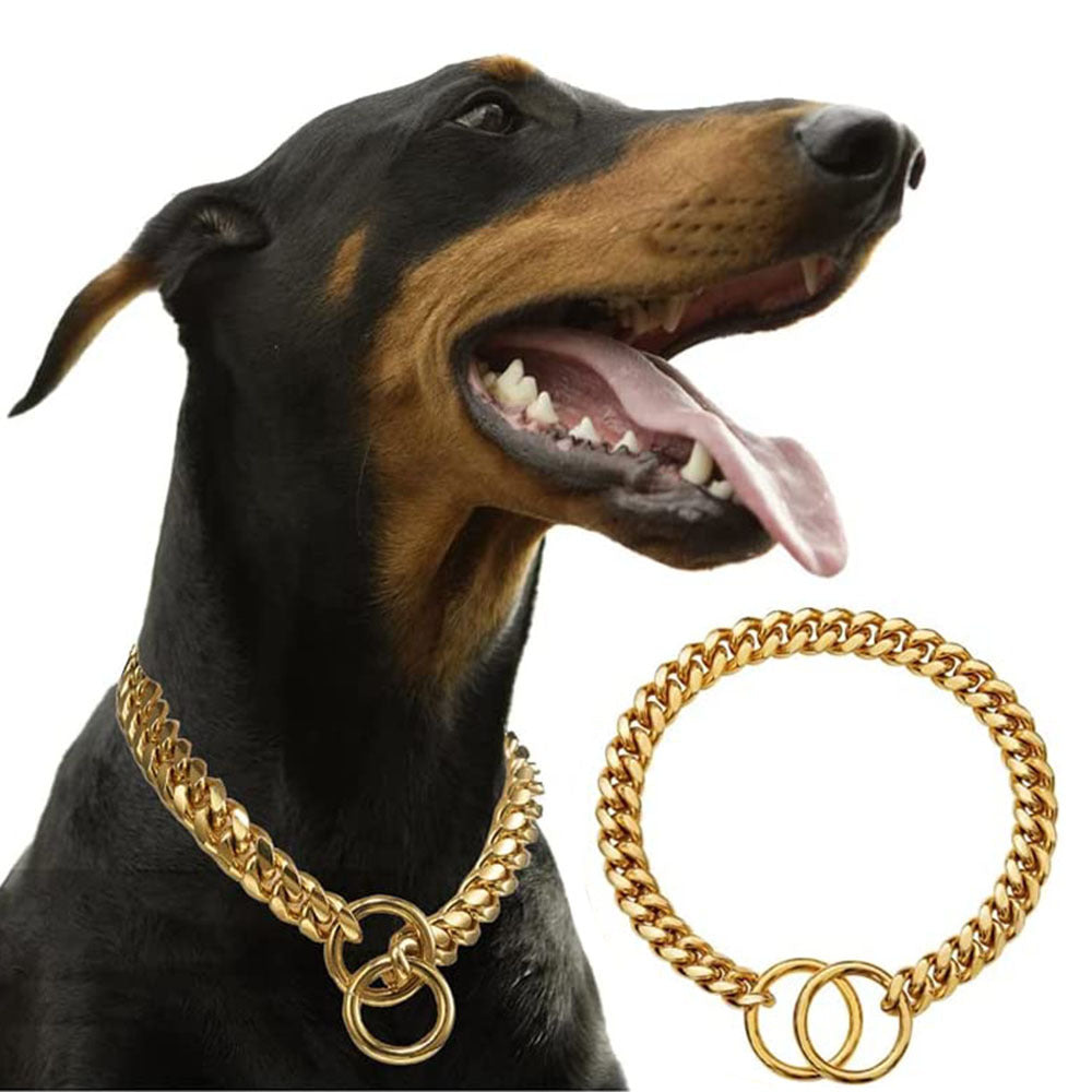 HKM-645971 Stainless Steel Double Ring Dog Chain - Durable Titanium Steel, 10.3mm Width, Multiple Lengths Available
