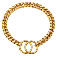HKM-645971 Stainless Steel Double Ring Dog Chain - Durable Titanium Steel, 10.3mm Width, Multiple Lengths Available