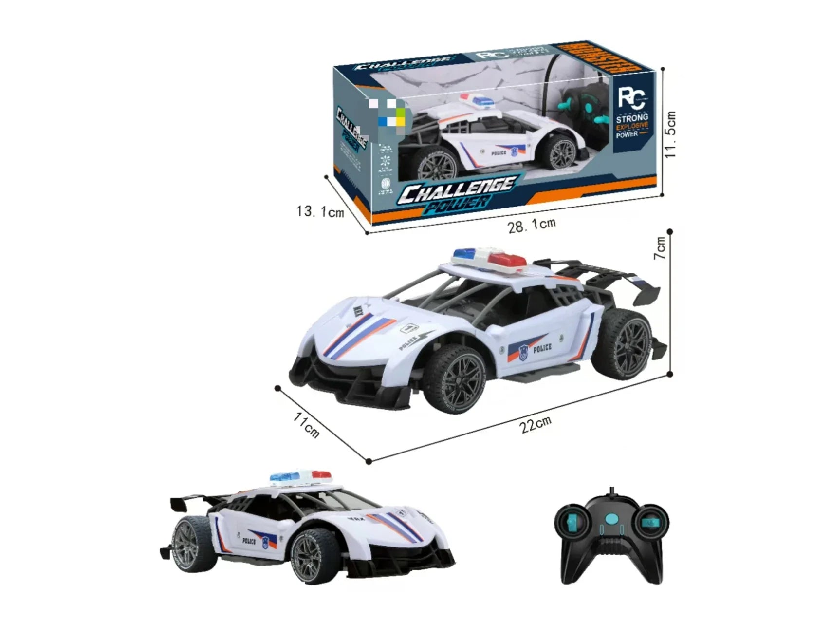HKM-646099 1/16 Scale Remote Control Police Car - Electric Drift Stunt Toy for Indoor and Outdoor Fun