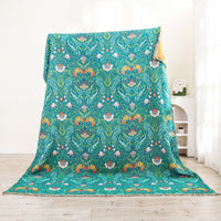 HKM-646099 Cotton Gauze Blanket with Zhuhua Tassels in Green - Available in Two Sizes