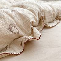 HKM-646099 Cotton Gauze Double-Layer Rabbit Quilt Cover Set with Pillowcases for Kids and Cribs
