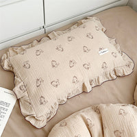 HKM-646099 Cotton Gauze Double-Layer Rabbit Quilt Cover Set with Pillowcases for Kids and Cribs