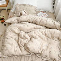 HKM-646099 Cotton Gauze Double-Layer Rabbit Quilt Cover Set with Pillowcases for Kids and Cribs