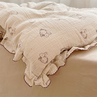 HKM-646099 Cotton Gauze Double-Layer Rabbit Quilt Cover Set with Pillowcases for Kids and Cribs