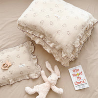 HKM-646099 Cotton Gauze Double-Layer Rabbit Quilt Cover Set with Pillowcases for Kids and Cribs