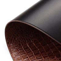HKM-646163 Waterproof Retro Style Alligator Leather Thermal Placemat - Rectangular Dining Table Mat in Chocolate, Black, and Brown