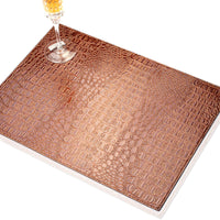 HKM-646163 Waterproof Retro Style Alligator Leather Thermal Placemat - Rectangular Dining Table Mat in Chocolate, Black, and Brown