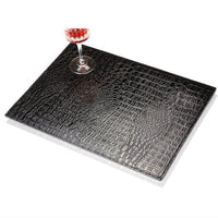 HKM-646163 Waterproof Retro Style Alligator Leather Thermal Placemat - Rectangular Dining Table Mat in Chocolate, Black, and Brown