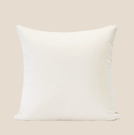 HKM-646227 Modern Cream Square Pillow with Plant and Flower Design, 45x45cm, Chenille Case