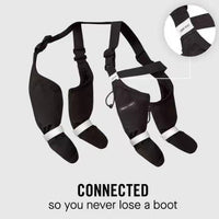 HKM-646419 Waterproof Reflective Pet Shoes with Elastic Belt - Black, Sizes XS to XXL