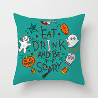 HKM-646483 Halloween-Themed Printed Throw Pillow Cushion Cover - 45x45cm, Various Designs Available