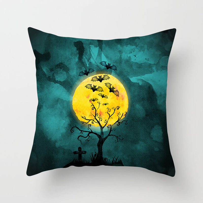 HKM-646483 Halloween-Themed Printed Throw Pillow Cushion Cover - 45x45cm, Various Designs Available