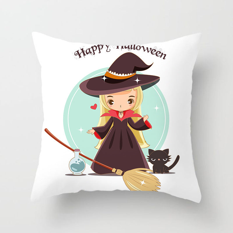 HKM-646483 Halloween-Themed Printed Throw Pillow Cushion Cover - 45x45cm, Various Designs Available