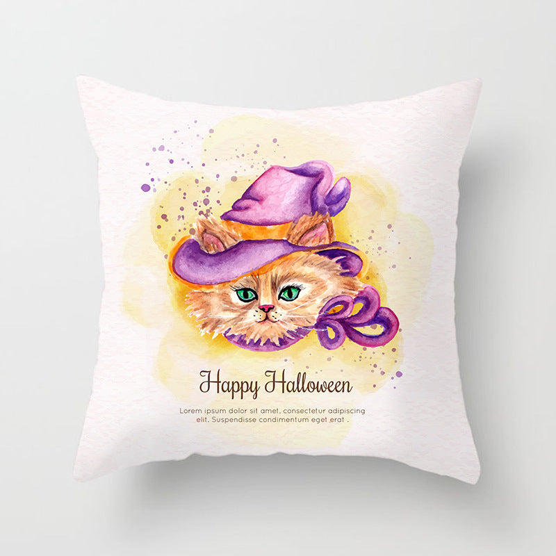 HKM-646483 Halloween-Themed Printed Throw Pillow Cushion Cover - 45x45cm, Various Designs Available