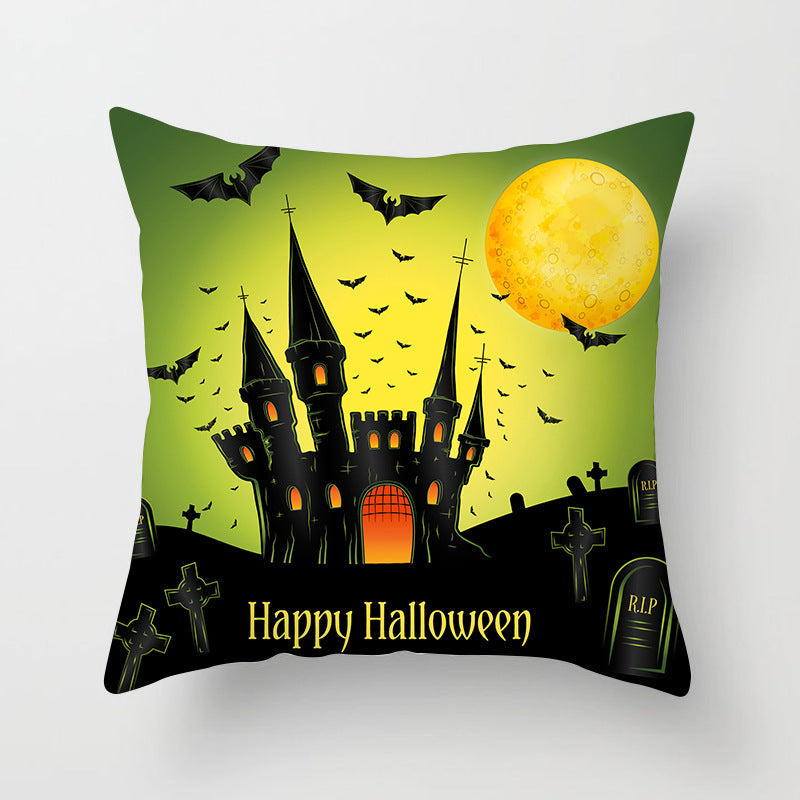 HKM-646483 Halloween-Themed Printed Throw Pillow Cushion Cover - 45x45cm, Various Designs Available