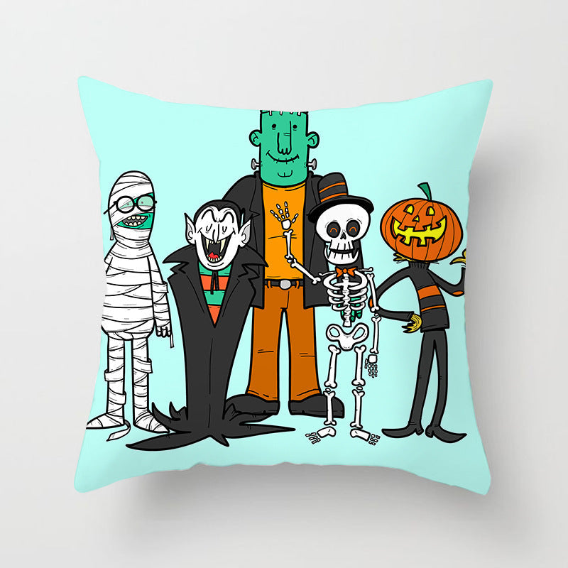 HKM-646483 Halloween-Themed Printed Throw Pillow Cushion Cover - 45x45cm, Various Designs Available