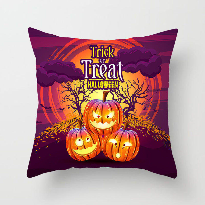 HKM-646483 Halloween-Themed Printed Throw Pillow Cushion Cover - 45x45cm, Various Designs Available