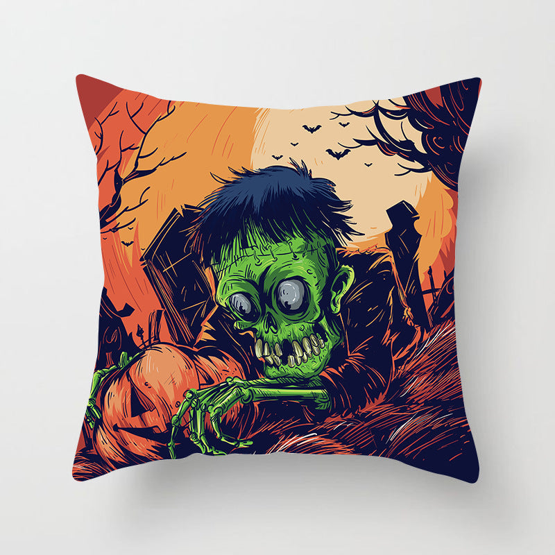 HKM-646483 Halloween-Themed Printed Throw Pillow Cushion Cover - 45x45cm, Various Designs Available
