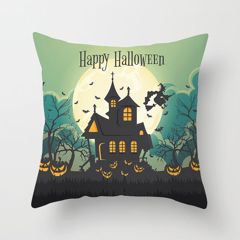 HKM-646483 Halloween-Themed Printed Throw Pillow Cushion Cover - 45x45cm, Various Designs Available