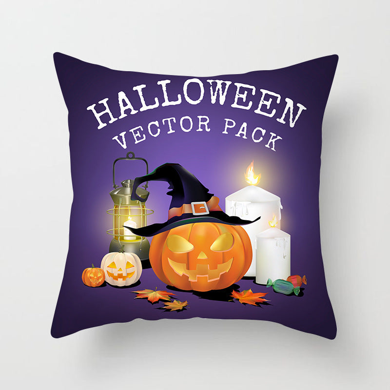 HKM-646483 Halloween-Themed Printed Throw Pillow Cushion Cover - 45x45cm, Various Designs Available