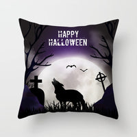HKM-646483 Halloween-Themed Printed Throw Pillow Cushion Cover - 45x45cm, Various Designs Available
