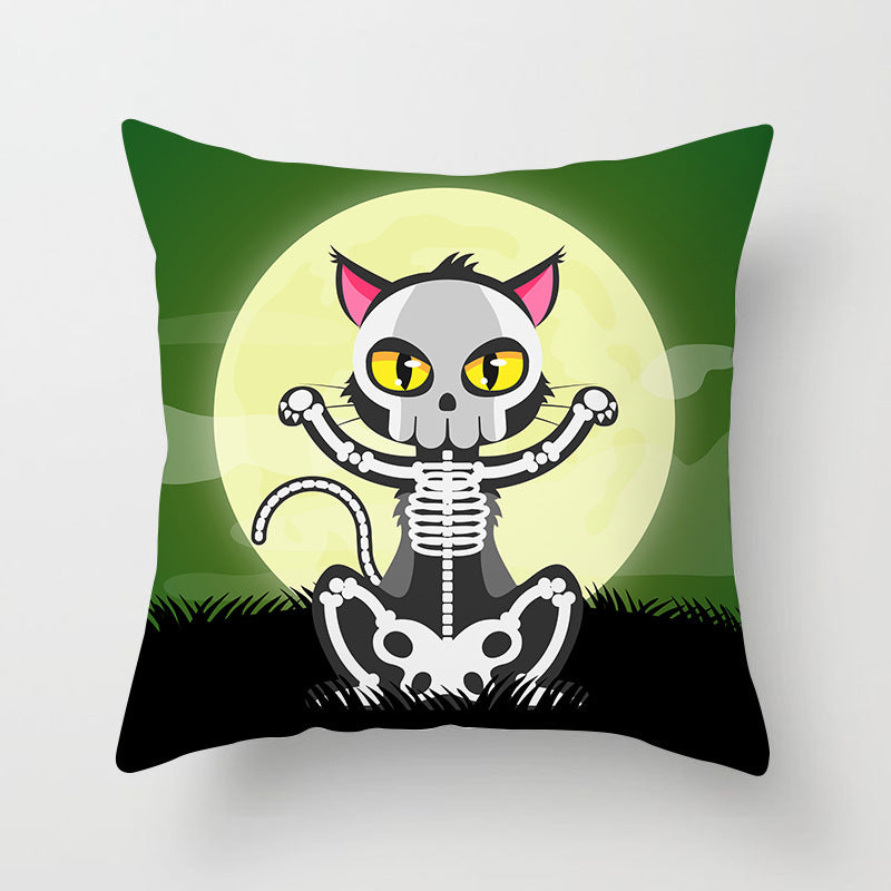 HKM-646483 Halloween-Themed Printed Throw Pillow Cushion Cover - 45x45cm, Various Designs Available