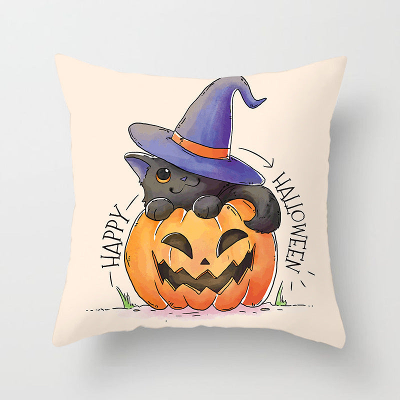 HKM-646483 Halloween-Themed Printed Throw Pillow Cushion Cover - 45x45cm, Various Designs Available