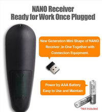 HKM-646611 Wireless Keyboard Remote Control with Air Mouse Functionality and Nano Receiver