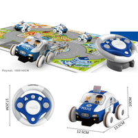 HKM-646675 Soft RC Cloth Car Toy with Play Mat - Washable Remote Control Police Car for Ages 5 and Up