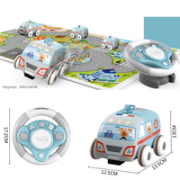 HKM-646675 Soft RC Cloth Car Toy with Play Mat - Washable Remote Control Police Car for Ages 5 and Up