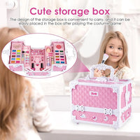 HKM-646931 Kids Pretend Play Makeup Set in Suitcase - Real Cosmetics Kit for Girls Ages 2-7