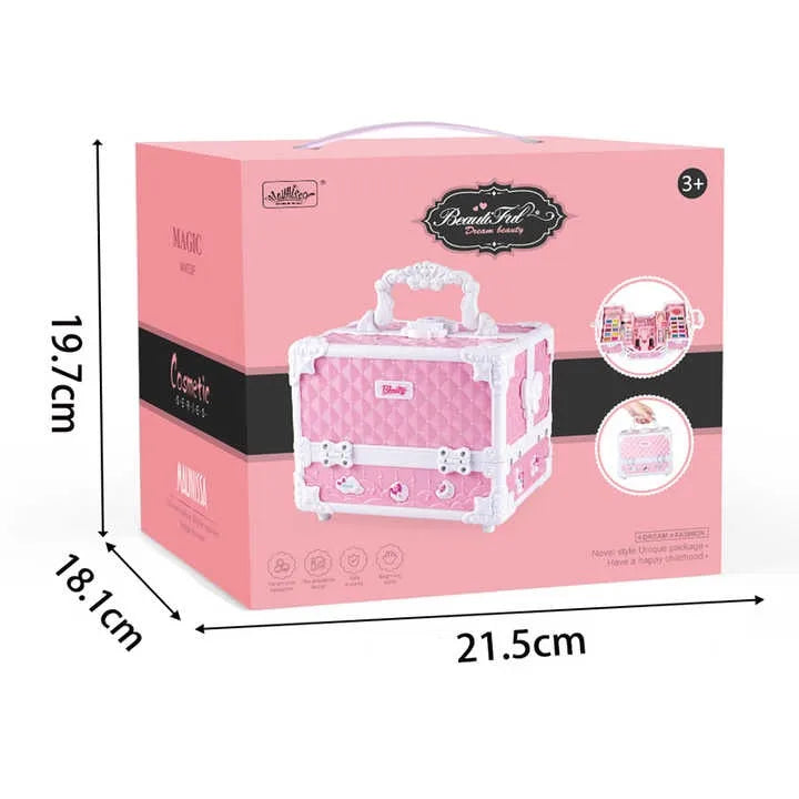 KTX-646931 Kids Pretend Play Makeup Set in Suitcase - Real Cosmetics Kit for Girls Ages 2-7