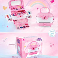 HKM-646931 Kids Pretend Play Makeup Set in Suitcase - Real Cosmetics Kit for Girls Ages 2-7