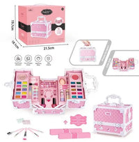 HKM-646931 Kids Pretend Play Makeup Set in Suitcase - Real Cosmetics Kit for Girls Ages 2-7