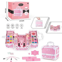 HKM-646931 Kids Pretend Play Makeup Set in Suitcase - Real Cosmetics Kit for Girls Ages 2-7