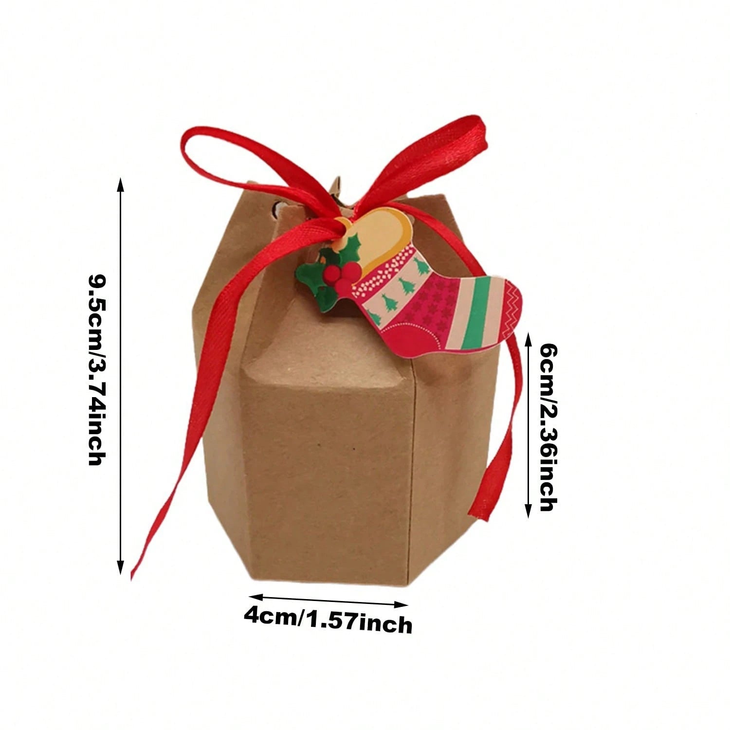HKM-647059 24 Pcs Christmas Treat Boxes with Cards and Ribbons - Santa, Elf, Snowman, and Christmas Tree Designs