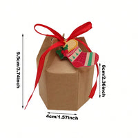 HKM-647059 24 Pcs Christmas Treat Boxes with Cards and Ribbons - Santa, Elf, Snowman, and Christmas Tree Designs