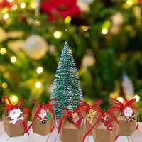 HKM-647059 24 Pcs Christmas Treat Boxes with Cards and Ribbons - Santa, Elf, Snowman, and Christmas Tree Designs