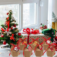 HKM-647059 24 Pcs Christmas Treat Boxes with Cards and Ribbons - Santa, Elf, Snowman, and Christmas Tree Designs