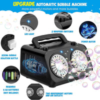 HKM-647059 Automatic Bubble Maker Machine for All Ages - Portable Electric Bubble Blower in Black or White