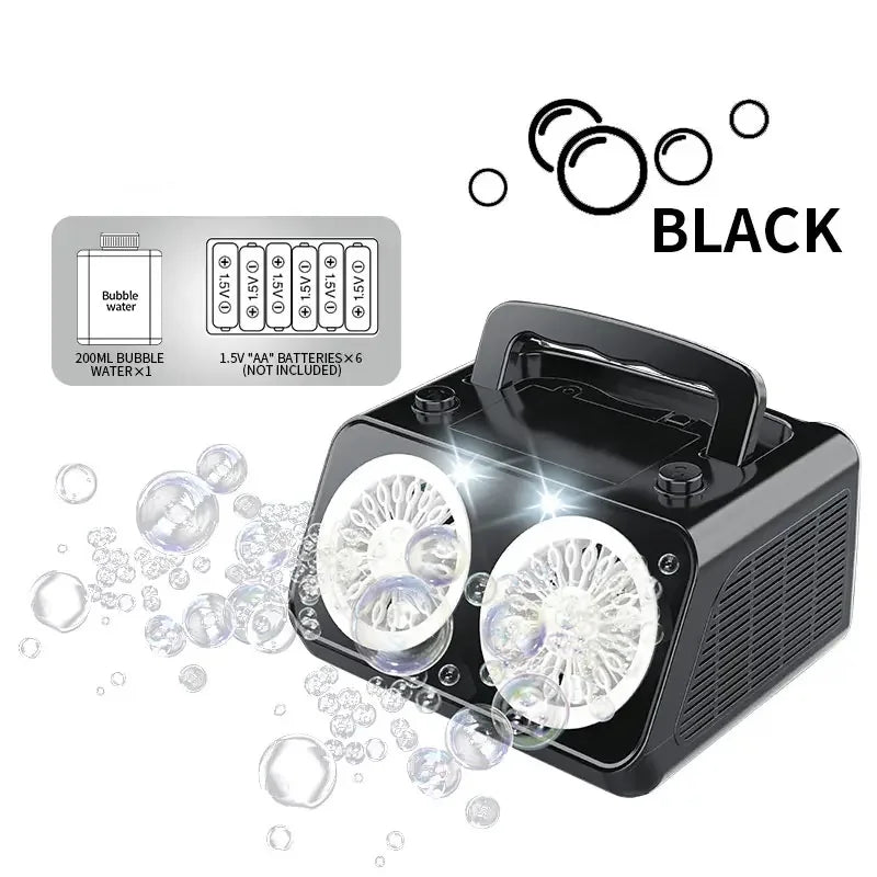 HKM-647059 Automatic Bubble Maker Machine for All Ages - Portable Electric Bubble Blower in Black or White