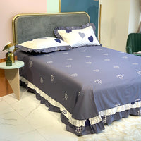 HKM-647059 Pure Cotton Edge Rounded Bed Sheet with Pillowcase Set