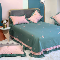 HKM-647059 Pure Cotton Edge Rounded Bed Sheet with Pillowcase Set