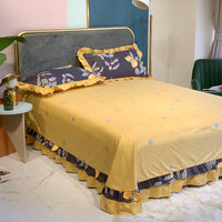 HKM-647059 Pure Cotton Edge Rounded Bed Sheet with Pillowcase Set